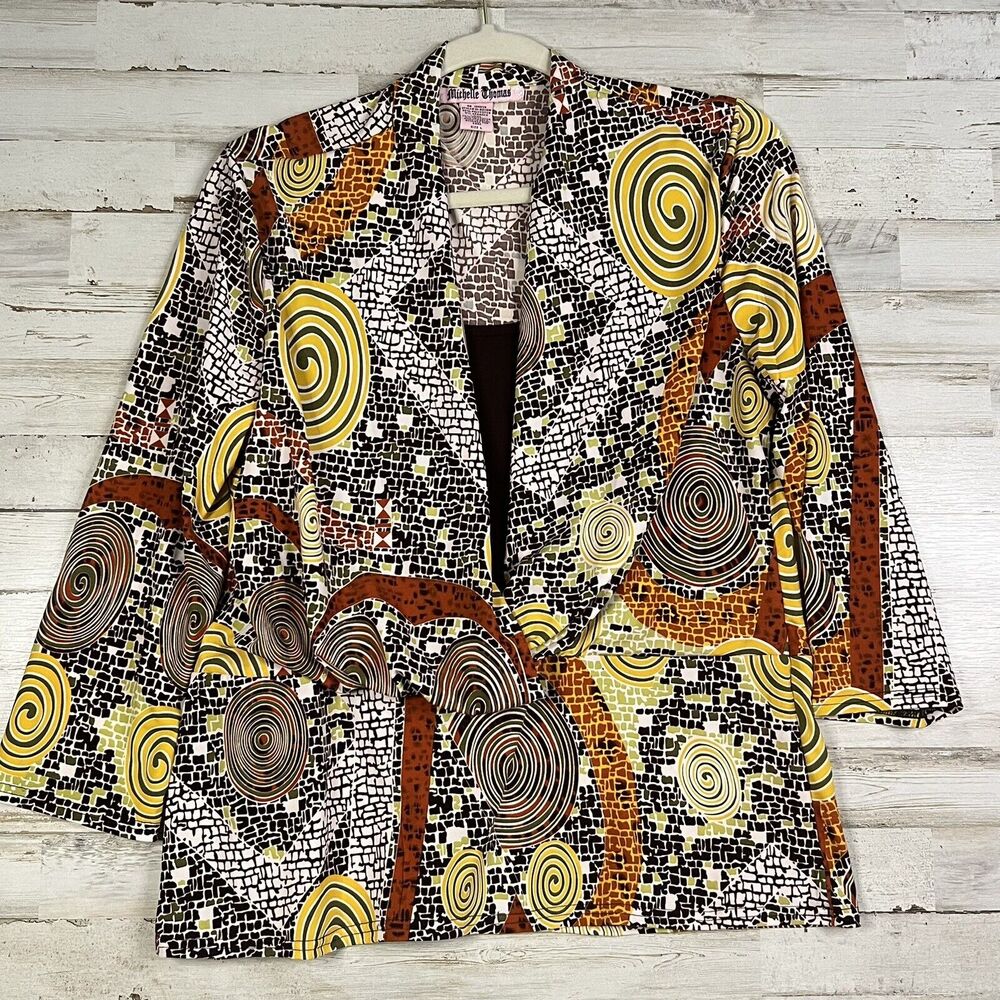 Michelle Thomas Shirt Women's L Top Blouse Multicolor Long Sleeve